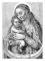Marie avec enfant et croissant lune, Jacob matham attribué pour, 1610 - 1612 photo