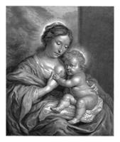 Marie avec le enfant à le sein, cornélis van Dalen ii, après govert flinc, 1648 - 1664 photo