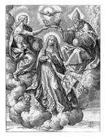 couronnement de Marie, hiéronyme Wierix, après maerten de vos, 1563 - avant 1619 photo