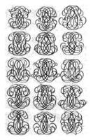 quinze lettre monogrammes cef-cev, daniel de lafeuille, c. 1690 - c. 1691 photo