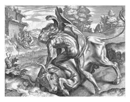 Hercule lutte avec douloureux, cornélis cort, après français fleurir je, 1563 photo