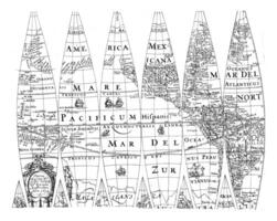globe segments de une pièce de le nord hémisphère, Pierre van der Keere, 1614 photo