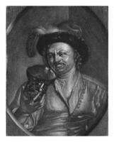 homme avec un vide grand verre à pied, Jan de gros, après français van Miéris, 1698 - 1776 photo