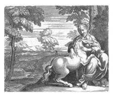 Jeune femme avec une Licorne, anonyme, après annibaler carracci, après Dominique, dans ou après c. 1602 photo