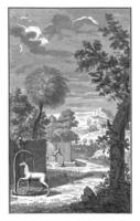 paysage avec khoi chasse élan, Jan caspar Philippe, 1727 photo