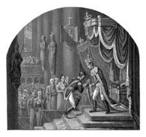 homme s'agenouille avant une Roi dans une église, philippe velijn, après Henricus francisque Wiertz, 1797 - 1836 photo