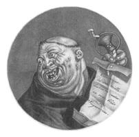 moine avec une rouleau de papier, Jacob gole, après cornélis dusart, 1693 - 1700 photo