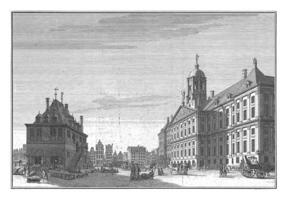 vue de le waag et le ville salle sur le barrage dans amsterdam, Jan caspar Philippe, après cornélis pronk, 1743 - 1744 photo