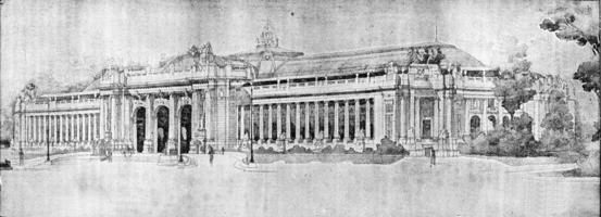 le grandiose palais, ancien gravure. photo