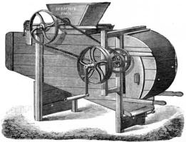 machine écrasement et vannage cacao, ancien gravure. photo