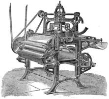 conduite machine avec quatre rond pinceaux, ancien gravure. photo