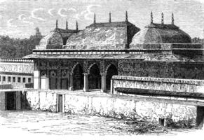 pavillon dans le palais de jaipur, ancien gravure photo