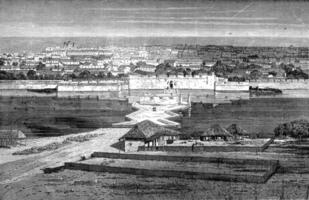 vue de carthagène, ancien gravure. photo