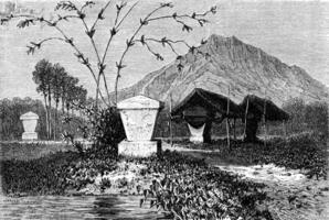 tombes Minhasa Sulawesi, ancien gravure. photo