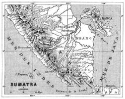 carte de Sumatra, ancien gravure. photo