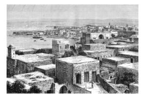 nord Port de pneu, dans Liban, ancien gravure photo