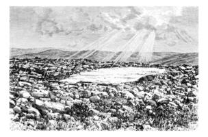 site de le temple sur monter Gerizim dans Israël, ancien gravure photo