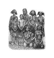 mandombé femmes de Congo, central Afrique, ancien gravure photo