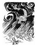 le dragon de le tempête, ancien gravure. photo