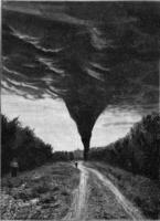 cyclone dans Nord Amérique, ancien gravure. photo