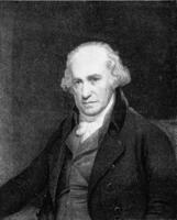 James watt, inventeur de le vapeur moteur, ancien gravure. photo