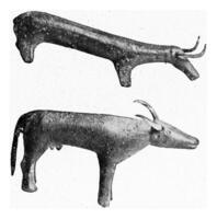 bronze bêtes avec argent cornes de le Province de Saxe, ancien gravure. photo
