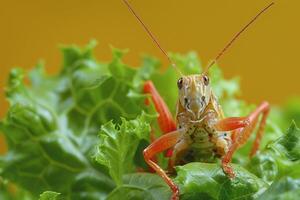 ai généré culinaire astuce, capricieux faux punaise dans salade, avril imbécile gag photo