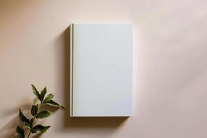 ai généré maquette de une Vide couverture blanc livre avec une ensoleillé Contexte. génératif ai photo