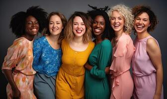 ai généré une captivant groupe de femmes posant ensemble photo