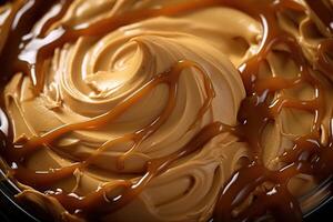 ai généré dulce de leche, fermer traditionnel argentin sucré condensé Lait texture photo