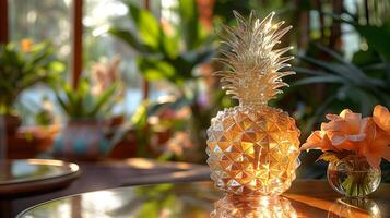 ai généré un artistique interprétation de une ananas fabriqué entièrement de diamants photo
