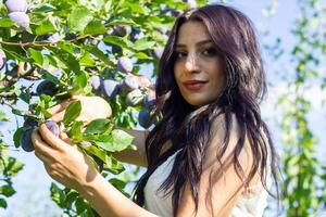 jolie Jeune femme dans le nature, été paysage photo