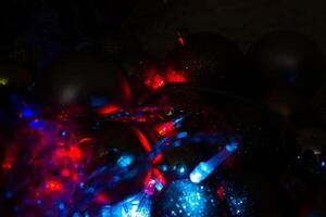 Noël Contexte avec bulles, coloré Noël lumières, Noël décorations photo