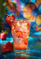 ai généré fraise Margarita jus dans une verre, savoureux mexicain plat image photo