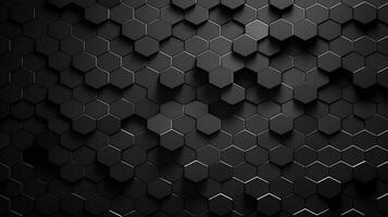 ai généré hexagonal métal carrelage une étourdissant noir Contexte. établi avec génératif ai photo