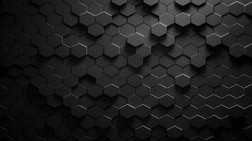 ai généré hexagonal métal carrelage une étourdissant noir Contexte. établi avec génératif ai photo