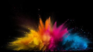 ai généré explosion de coloré poudre. établi avec génératif ai photo