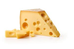 ai généré sarriette fromage tranche sur blanc Contexte - parfait pour collations et recettes. établi avec génératif ai photo