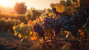 ai généré beauté de le coucher du soleil parmi le vignes. établi avec génératif ai photo