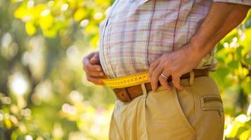 ai généré une homme mesure le sien taille comme partie de une poids la gestion programme photo