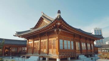ai généré traditionnel coréen architecture ancien style Sud Corée du Sud Voyage point de repère dans Séoul Corée photo