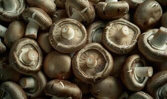 ai généré champignons sur le l'automne feuilles. l'automne Contexte. Haut voir. photo