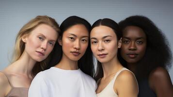 ai généré diverse femmes embrassement beauté et unité photo