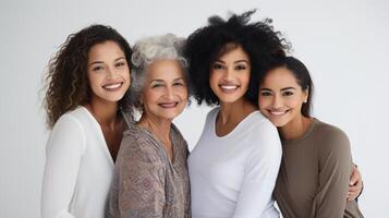 ai généré diverse femmes embrassement beauté et unité photo