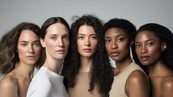 ai généré diverse femmes embrassement beauté et unité photo