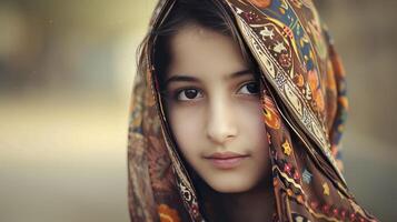ai généré une magnifique pakistanais fille photo