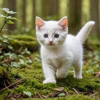 ai généré le curieuse chaton forêt aventure photo