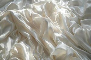 ai généré soyeux blanc en tissu avec délicat plis avec ai généré. photo