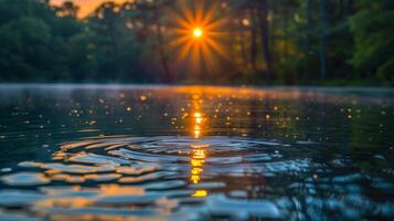 ai généré dense forêt alentours une Lac photo