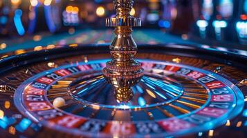 ai généré vivement allumé casino roulette table photo